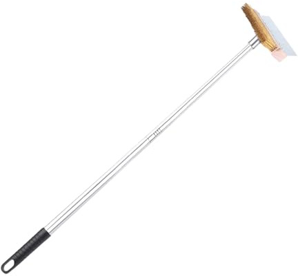 LOVIVER Brosse pour Pierre à Pizza avec Manche Amovible, Tige en Acier Inoxydable Robuste, Accessoire de Cuisine Multifonctionnel en Fil de cuivre, 0.8m
