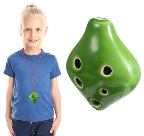 Baluue Kleiner Okarina 6 Loch Keramik Alto Miniatur Blasinstrument mit Noten Halsband Anfänger Übung Tragbarer Okarina Anhänger für Musikliebhaber