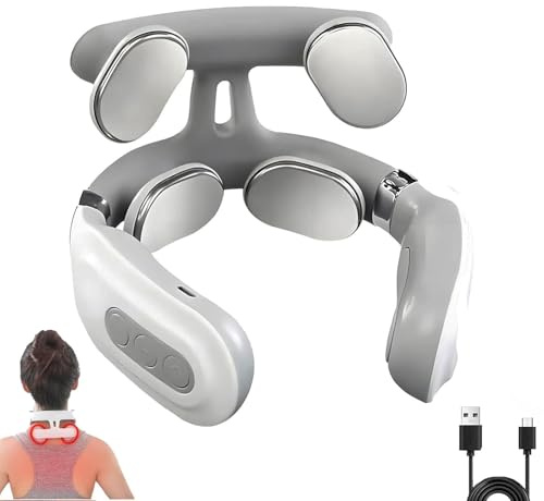 Vitality Magic Pro 2.0 Neck Massager, Portable Neck Relaxation Device, 4-Head Portable Neck Massage with 6 Vibration Modes & 15 Intensity Levels, Ergonomic Design Promote Muscle Relaxation