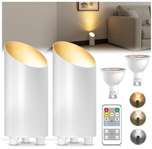BrightArk LED Uplight Spot 5W Bodenstrahler mit Fernbedienung‌, Bodenleuchte zur Indirekten Beleuchtung, Standleuchte inklusive 3 Farben Wechselbar GU10 LED Lampe, 2 Stück