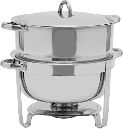 13.5L/14.2Qt Round Chafing Dish Buffet Set, Stainless Steel Buffet Servers Thick Stand Frame Catering Container Food Warmer Hot Pot Storage for Party Wedding Picnic (Silver)