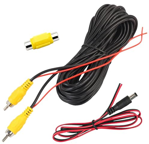 HoxzoDa Cable Vidéo RCA 6M pour Connecter un Moniteur et une Caméra de Recul, Rallonge AV avec Prise Vidéo RCA Femelle vers Femelle vers Prise Femelle et Câble d'alimentation