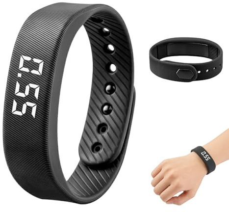 FunnAura Pedometer Watch, Waterproof Silent Vibration Wake Up Digital Watch for Running Hiking