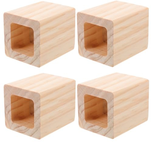 EXAOMBLE Elevadores Niveladores Cuadrados de Madera para Muebles, 4 Unidades, Ranura de 3X3 CM, para Elevar Patas de Sofá, Sillas y Escritorios en Interiores