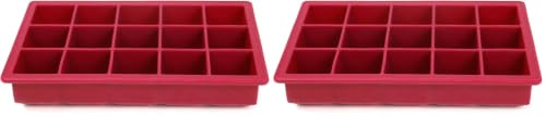 Jata Hogar HACC4540 - Cubitera de Silicona con Tapa para 15 Cubitos, Molde Flexible Antiadherente, Fácil Desmoldado, para Hielo, Caldos, Chocolate, Gelatina y Cócteles (Paquete de 2)
