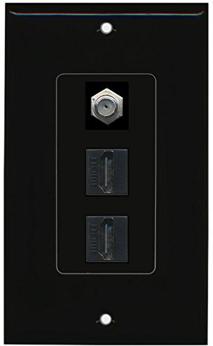 RiteAV - 2 porte HDMI 1 cavo coassiale TV - Tipo F piastra decorativa da parete - nero