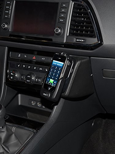 KUDA Handyhalterung passend für Seat Ateca ab 2016 - Telefonkonsole für Smartphones, Handys, Navi und mehr – Echtlederkonsole, schwarz, 2410