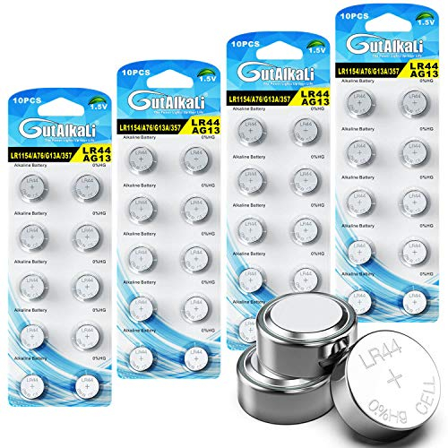 GutAlkaLi Blister 40 Piles Boutons AG13 LR44/LR1154/357 sans Mercure