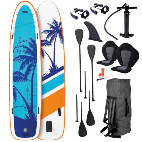 BRAST Paddle Gonflable Paddle Gonflable Adulte 200kg + Enfants Family Rigide 210kg 12'2'' 20psi Woven Drop Stitch kit Complet – Planche Gonflable Sup 370x76x15cm