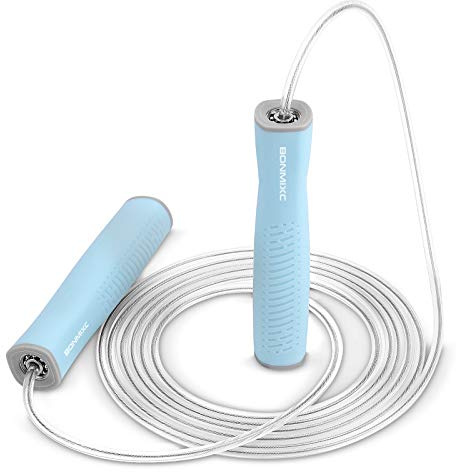 1-LB Weighted Skipping Rope Comfort Grips | Speed Jump Rope w Ball Bearings
