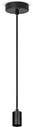 Paco Home Lampenaufhängung Deckenlampe Pendellampe Kompatibel Mit Lampenschirm Hängelampe E27 Textilkabel Kürzbar Fassung, Lampenart:1er Pendelleuchte, Farbe:Schwarz