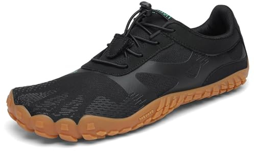 SAGUARO Hombre Mujer Zapatillas Barefoot Zapatos Minimalistas Cinco Dedos Correr Gimnasio Senderismo para Transpirables Antideslizantes Ligeras NegroMarrón,Gr.45