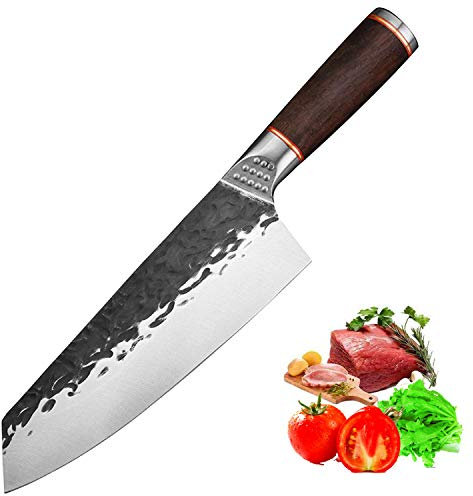 Chef's Knife Coltello da cucina forgiato artigianale professionale da 7 pollici, coltello da cucina tedesco in acciaio inossidabile ad alto tenore di carbonio con impugnatura ergonomica