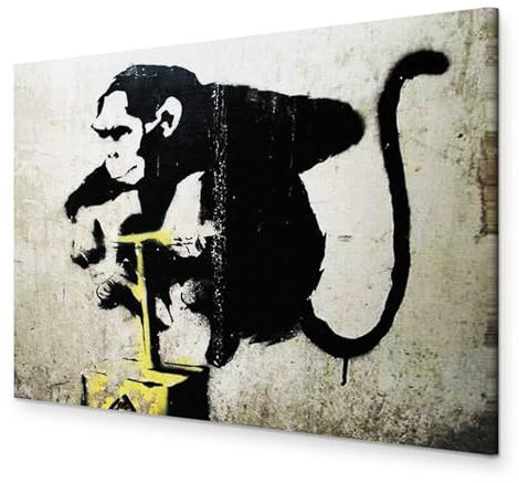 murando - Akustikbild Banksy Monkey Detonator Bilder Akustikschaum Hochleistungsschallabsorber Schallschutz Leinwand 1 tlg Wandbild Raumakustik Schalldämmung Affe Graffiti