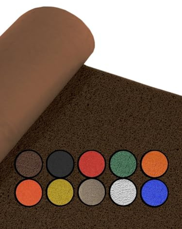 JARDIN202 - Felpudo de Rizos PVC Vinílico | Gran resistencia y calidad | Perfecto para entradas y recepciones | 1,22 x 1 m (Marrón con base)