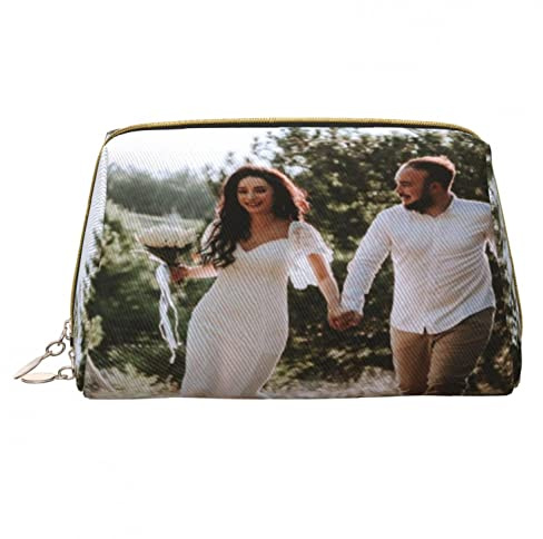 Personalisierte Foto Kosmetik Tasche aus PU-Leder für Frauen, Mädchen, Make-up-Tasche, tragbare Aufbewahrungs Tasche, gepflegte, individuelle Kosmetiktasche, Wasserabweisende Kulturtasche für Reisen