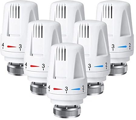 Fonowx Thermostat Valve Head Thermostat TRV M30×1.5 Thermostat Head Heating System Temperature Control Home Office, Etc, 6PCS