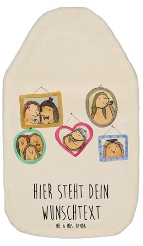 Mr. & Mrs. Panda Personalisierte Wärmflasche Igel Familie - Weiß