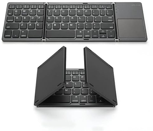Tastiera multifunzione universale senza fili Bluetooth tastiera pieghevole con touch pad per iOS Android Windows iPhone iPad Tablet MAC - Nero