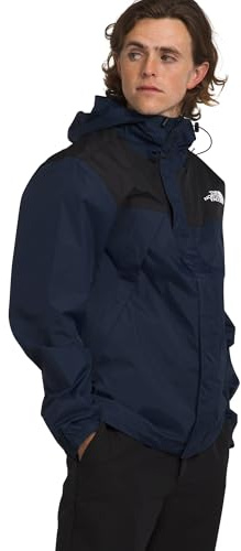 The North Face Men's Antora Jacket (Standard & Big Size) - Waterproof & Windproof Rain Coat, Secure Zip Hand Pockets, Summit Navy/TNF Black, Medium