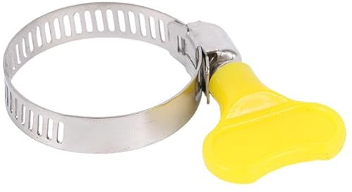 14-Pack Yellow Stainless Steel Hose Clamps, Adjustable Thumb Screw Key-Type Clamps, 1-1 1/2(25-38mm) Size, 8mm Bandwidth, Ideal for Plumbing, Automotive, and Machinery Applications