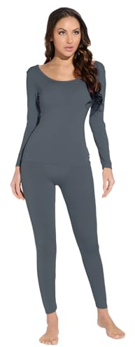 Mcilia Damen Ultradünnes Modal-Thermounterwäsche Set mit Rundhals