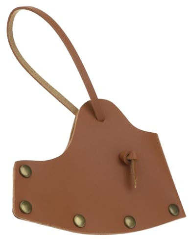 VGOL Leather Axe Blade Sheath Axe Head Protective Cover with Pressure Nails Single Blade Axe for Outdoor Gardening Light Brown