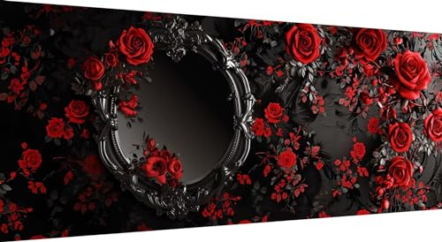 Qiaoqoo Blume Diamond Painting xxl 250x100cm, 5D DIY Diamant Painting Bilder Rose Diamand Painting Kinder mit Diamond-Painting Zubehör, Groß Diamant kunst Basteln Erwachsene, Home Décor Malerei