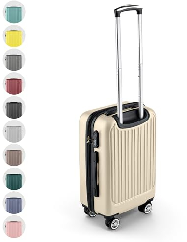 Easy Move ABS Hartschalenkoffer - Ergonomisch & Sicher - Kleiner Trolley Koffer mit 360° Rädern, Zahlen-Schloss - Rollkoffer, Reisekoffer Klein (Cream White, 54cm)