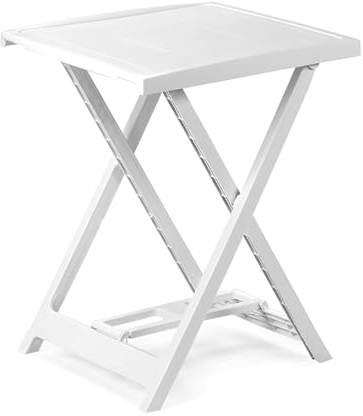 VIRSUS Tavolo Pieghevole Piccolo da Giardino in Plastica di colore Bianco, Misura 50x47x65 cm, Salvaspazio Facile da Riporre, Tavolino da Campeggio, Picnic, Terrazzo, per Esterno ed Interno -ARN003F