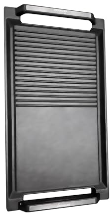 KKT KOLBE Grillplatte BBQ20, 20 × 36 cm, für Induktionskochfelder | Aluguss, Aluminium, Wendeplatte, schwarz