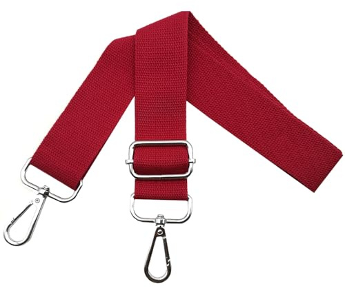 Fickremmar för byte axelrem väska – väskrem justerbar bred 3,8 cm med silverkarbinhake, bärrem för handväskor dam väskband, axelremväskor, röd, Q3