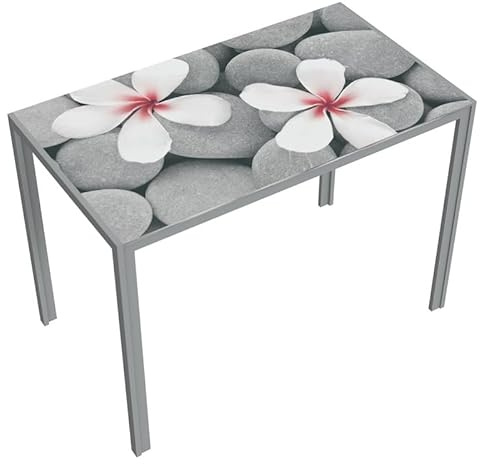 HOGAR24 ES Mesa de Cocina Fija, Mesa de Cristal, Impresión Floral, Diseño Moderno, Medidas: 100 cm (Ancho) x 76 cm (Alto) x 70 cm (Fondo).
