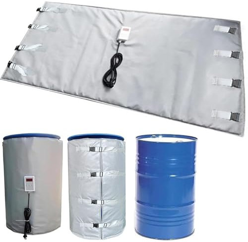 B, Drum Heater Blanket Adjustable Temperature 0-150°C Metal Oil Drum Heater Waterproof Insulation Material Electric Heating Jacket for Oil Drums Pipelines Storage Tanks