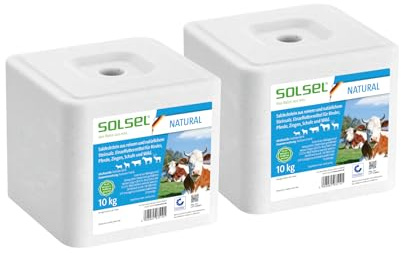 SOLSEL Leckstein Natur 20kg | 2 x 10kg Natürliche Mineralstoffquelle für Pferde Rinder Ziegen Wild Schafe | Ohne künstliche Zusätze | Für Stall und Weide
