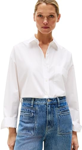 Tommy Hilfiger Camisa Mujer Poplin New Easy Oversized, Blanco (TH Optic White), 42
