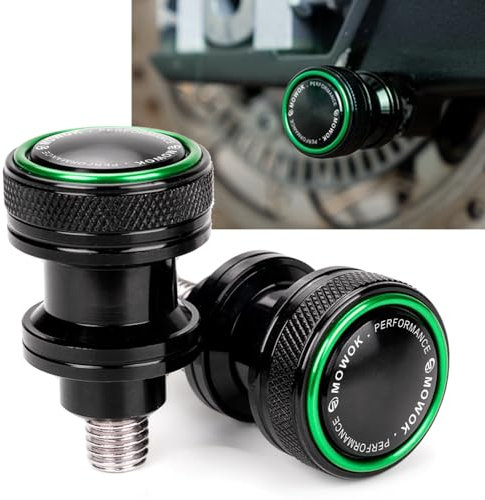 Mowok M10 x 1.25 trinquetes caballete moto accesorios para Kawasaki VN650 Z750 Z750S Z750R Z1000 Ninja 250 300 ZX6R ZX10R ZX12R ZX14R Versys650 2003-2014 Soportes para basculante trasero (Verde)