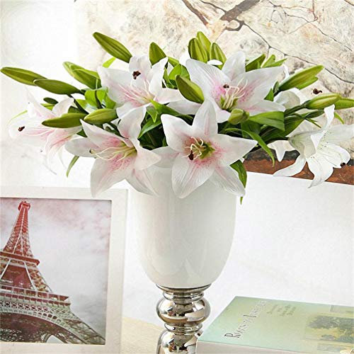 1 Uds. 3 Tenedores 36CM Flor de Lirio Artificial de Seda Corona de Boda Planta Mesa Flores Falsas Amarillo