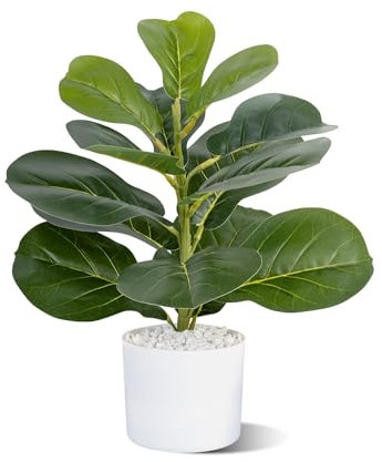 Artificial Fiddle Leaf Fig Tree, 22.83 Tall, Faux Ficus for Home Office Living Room Decor Aesthetic (22.83 -Inches)
