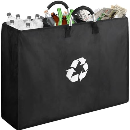 Yiomxhi Pfandflaschen Sammelbehälter mit 3 Fächern, 96L Groß Pfandflaschen Behälter Aufbewahrung, faltbarer Leergut Flaschensammler Flaschentasche für Küche & Abstellraum, Schwarz
