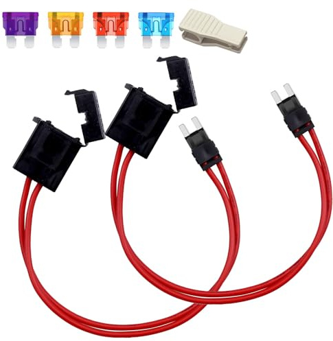 Gebildet 2 Stück 12–24 V 16 AWG Spezial-Sicherungshalter für Autos, kleiner Sicherungshalter mit Flachsteckhülse für Sicherungskastenplatten mit 4 Flachstecksicherungen (3/5/10/15 Ampere)