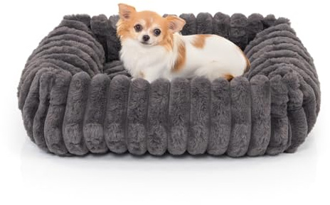 Wallace & Jones | Hundebett Mary - anthrazit | S | ca. 51 x 46 x 15 cm | weicher Schlafplatz, Breitcord Optik, Hundekörbchen