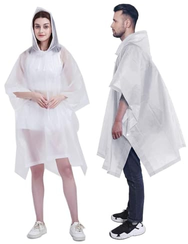 poraceous Regnponcho med huva, lätt och återanvändbar, 3-i-1 multifunktionell regnponcho med huva, för utomhusaktiviteter, vandring, fiske (vit)