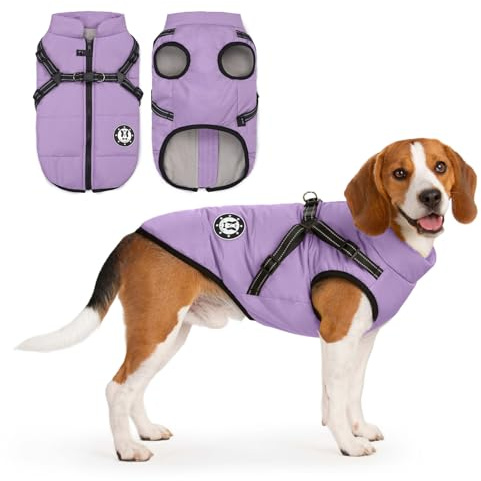 LUOWAN Hundemantel für kleine Hunde, Hundemantel mit Geschirr, Reflektierende Outdoor-Hundeweste, Winter Hundejacke für Katzen, Welpen, kleine, mittlere Hunde