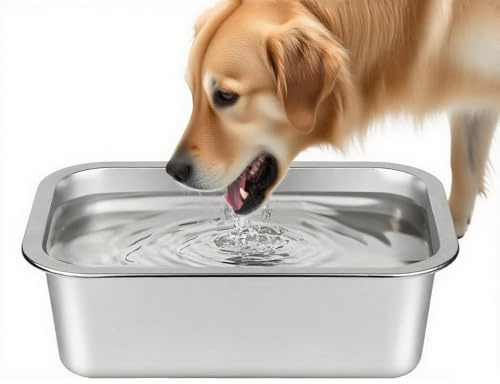 SOHAPY Stainless Steel Dog Bowls 1.25 Gallons for Large Dogs, High Capacity Metal Dog Water Bowls, Food and Water Bowl Outdoor Feeder Dish Plate for Cat, Big, Extra Large Pet (L)