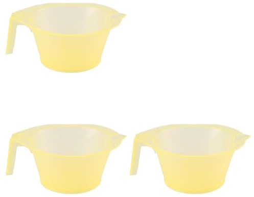 VICASKY 3 pièces Bol à Teinture Cheveux Plastique Robuste avec Anse Jaune Accessoire Pratique pour Coloration et Usage Salon Professionnel