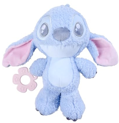 Disney Stitch Plüsch mit Beißhilfe 100% GRS recycled - Plüschtier, kuscheliges Stofftier, weicher Plüsch, Geschenkidee für Kinder & Fans, 28cm, ab 0 Monaten