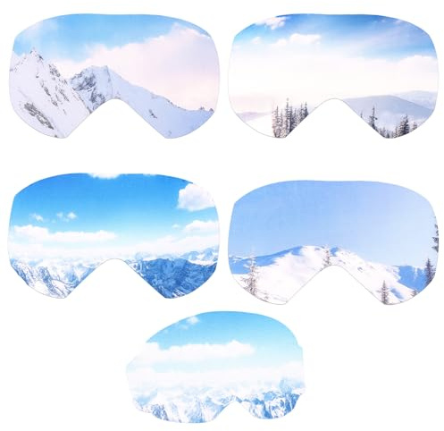 Sinbana 4pcs Ski Snowboard Goggle Cover Sleeves, 4 Patterns Polyester Ski Goggle Lens Cover Protectors for Adults Kids Travel Storage Accessories Scratch-Resistant & Dust-Resistant