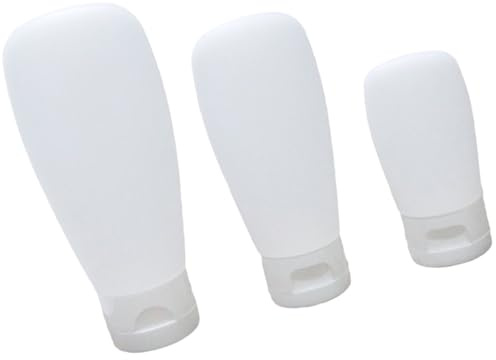 DIYEAH Lot de 3 Bouteilles Rechargeables en Silicone 30 Ml, 60 Ml et 100 Ml Bouchon à Clapet, Flacons Vides pour Cosmétiques et Lotions, Kit Voyage Hygiène Pratique et Portable