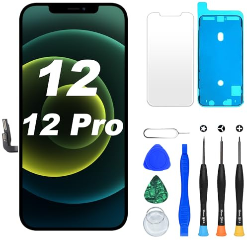 DIGI4U Écran pour iPhone 12/12 Pro LCD, 6,1 Pouces True Tone Display Face ID Écran Tactile 3D de Remplacement pour iPhone 12/12 Pro LCD avec kit de réparation